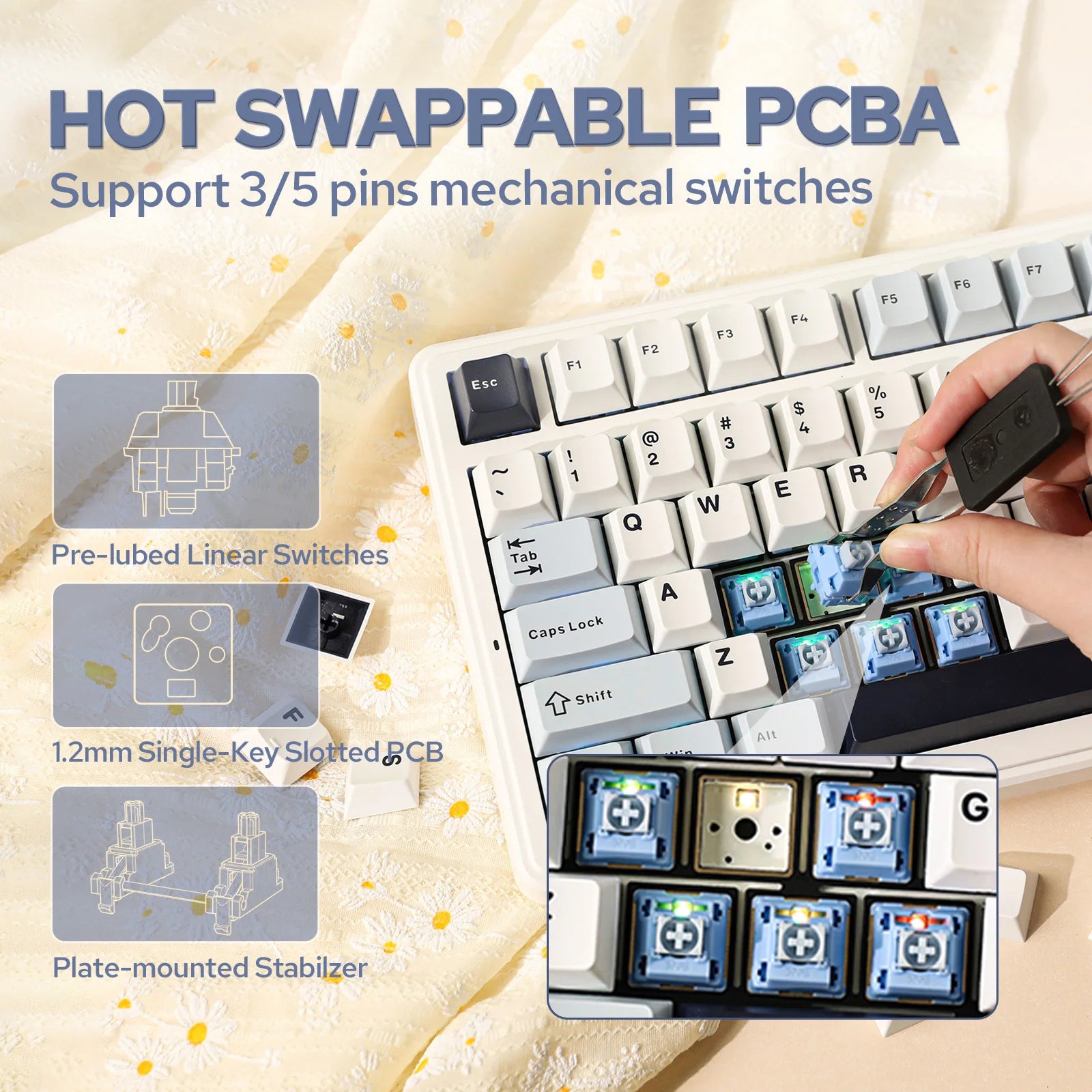 EPOMAKER x AULA F99 98% Gasket-Mounted Wired/BT/2.4GHz Wireless NKRO Mechanical Keyboard North-facing RGB 8000mAh Battery