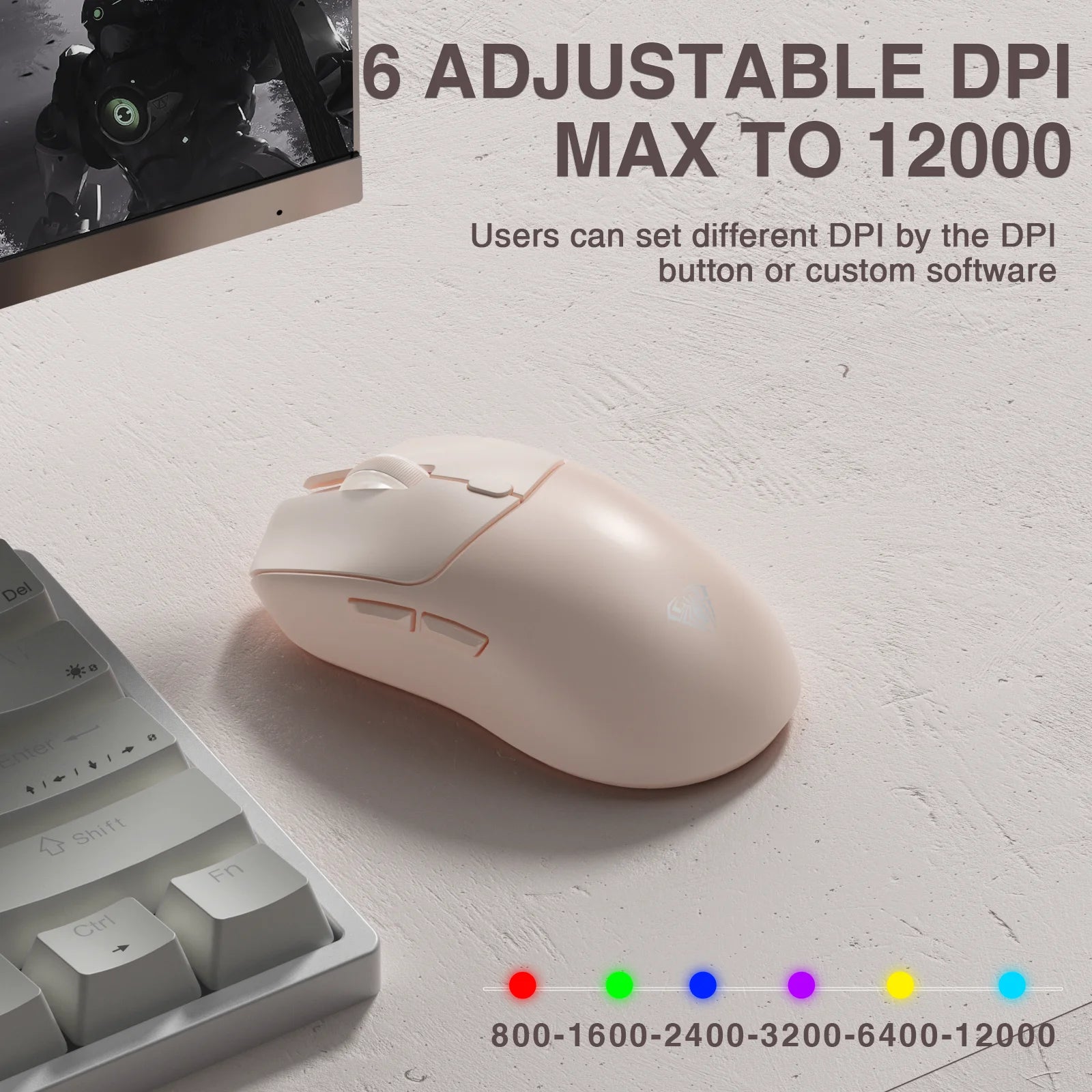 AULA SC580 Wireless Mouse Gaming Mouse 12800DPI Macro Buttons 1k Polling Rate Gaming Mouse