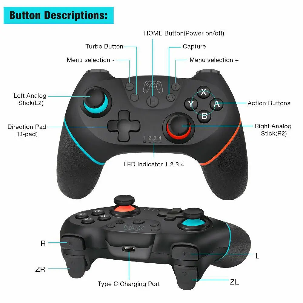 Wireless Bluetooth Gamepad For Nintend Switch Pro NS-Switch Pro Game joystick Controller For Switch Console with 6-Axis Handle
