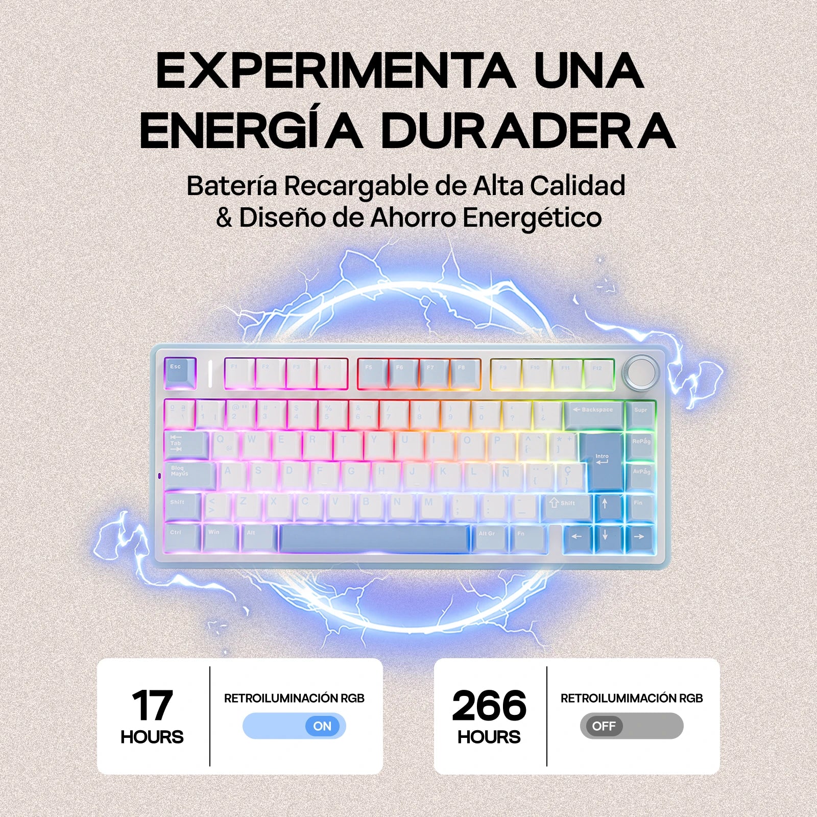 EPOMAKER AULA F75 ISO-ES 75% Spanish QWERTY Hot-Swap Gasket-Mounted Wired/Bluetooth/2.4GHz Wireless Mechanical Gaming Keyboard RGB Backlight