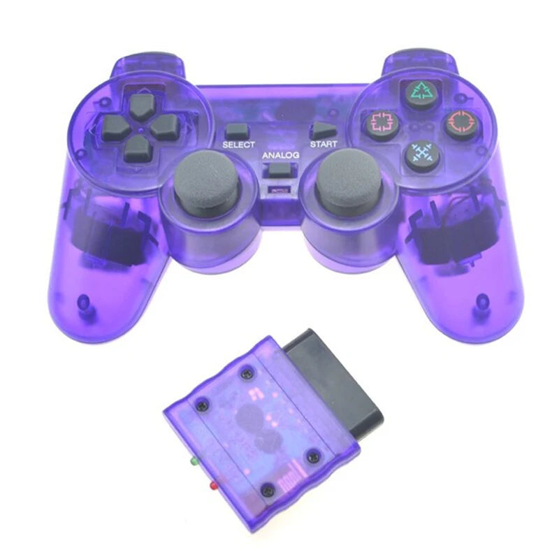 Transparent Color Game Controller For Sony PS2 Wireless gamepad 2.4GHz Vibration Controle Gamepad for Playstation 2
