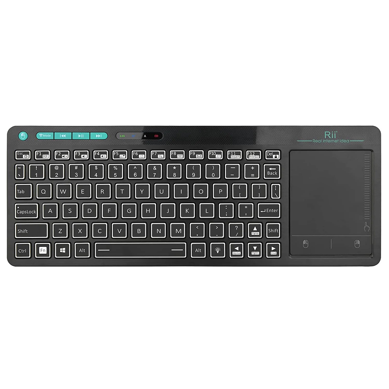 Rii K18S Mini Bluetooth Wireless 2-LED Color Backlit Multimedia Keyboard Mouse Rechargable Keyboard For Android TV Box /PC