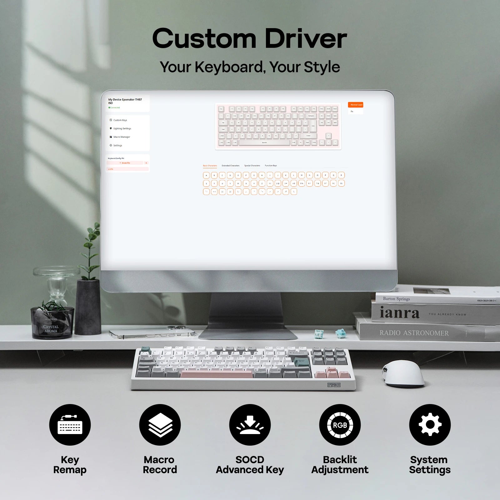 EPOMAKER TH87 ISO-UK Tenkeyless TKL Layout Hot-Swap Gasket Wired/Bluetooth/2.4Ghz Wireless Mechanical Keyboard 10000mAh Battery