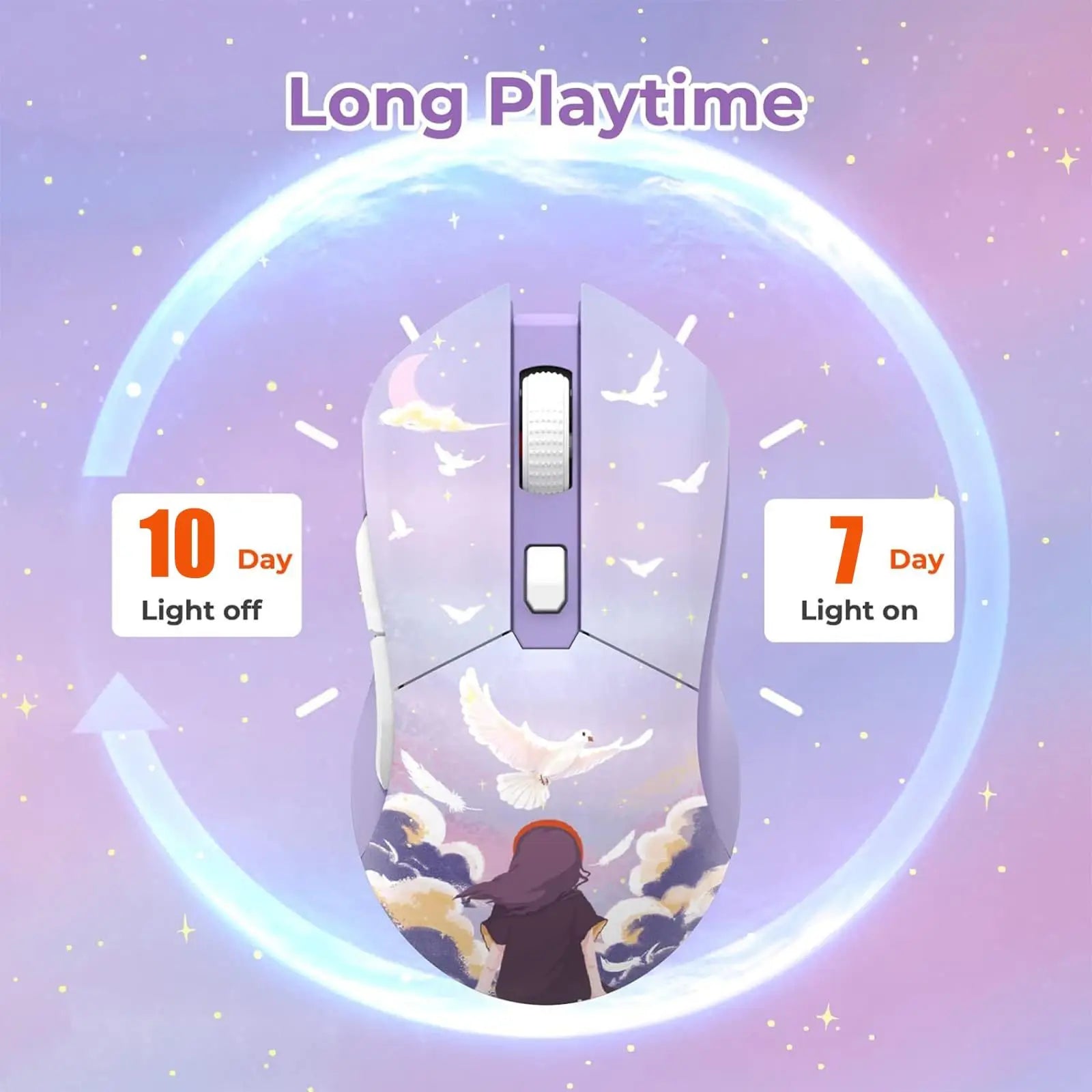 DAREU Dual Modes Gamer Mouse RGB 2.4G Wireless Wired Gaming Mice Built-in 930mAh Recharging Battery with Macro Set for PC Laptop