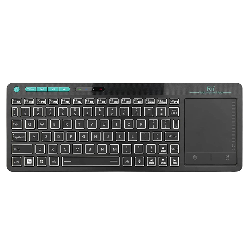 Rii K18S Mini Bluetooth Wireless 2-LED Color Backlit Multimedia Keyboard Mouse Rechargable Keyboard For Android TV Box /PC