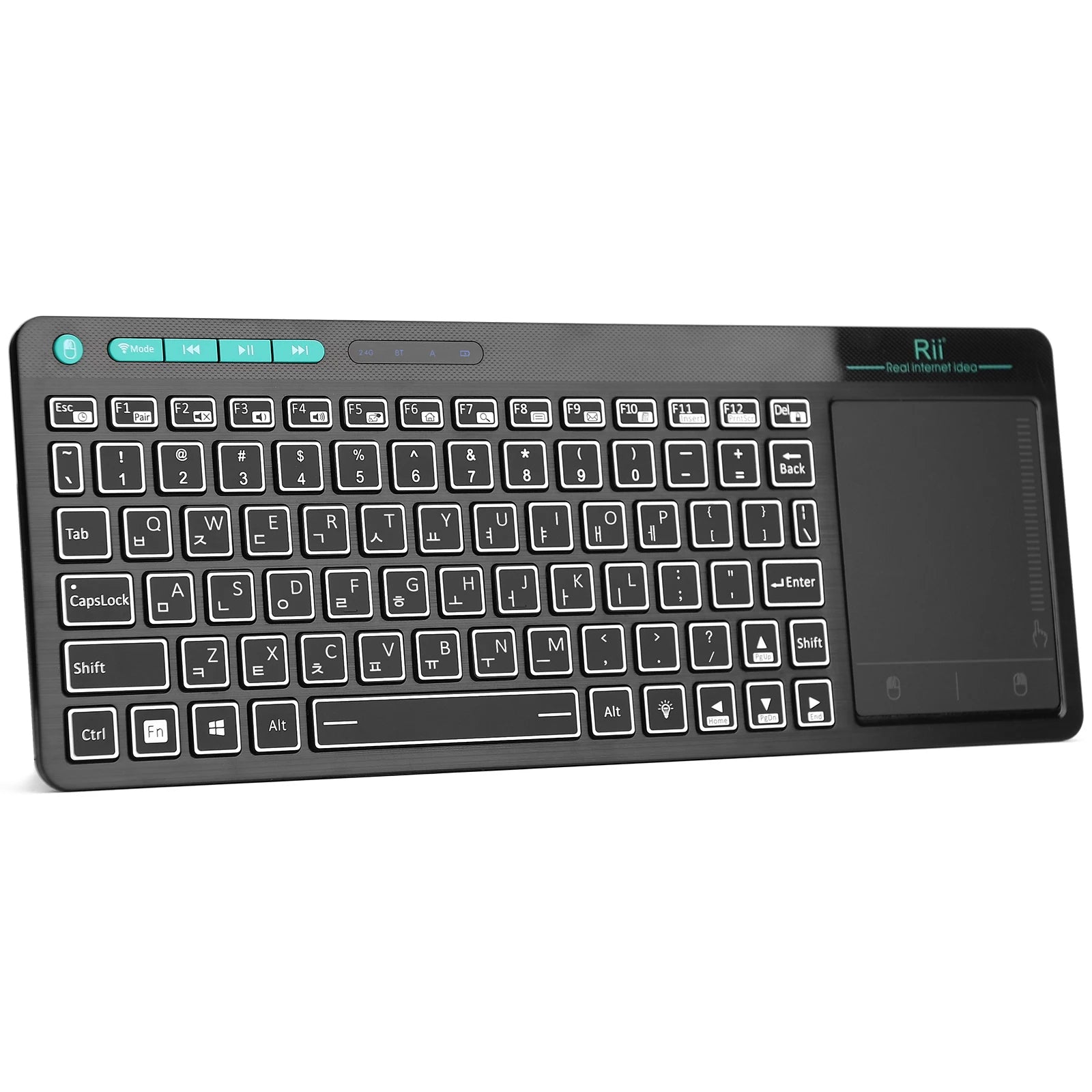Rii K18S Mini Bluetooth Wireless 2-LED Color Backlit Multimedia Keyboard Mouse Rechargable Keyboard For Android TV Box /PC