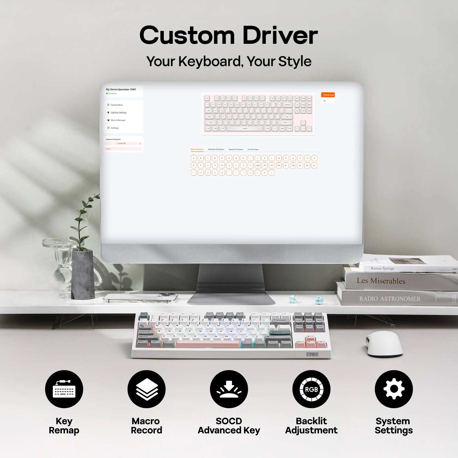 EPOMAKER TH87 TKL US ANSI Layout Gasket Wired/Bluetooth/2.4Ghz Wireless Mechanical Gaming Keyboard with 10000mAh Battery